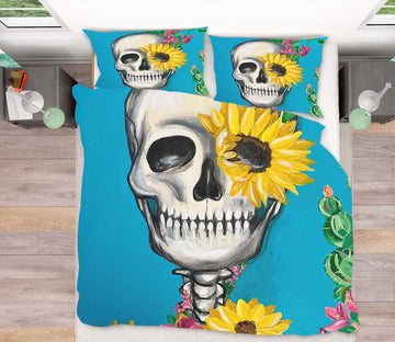 3D Skull Sunflower 3039 Jacqueline Reynoso Bedding Bed Pillowcases Quilt Cover Duvet Cover