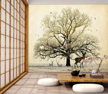 3D Big Tree Deer Shadow 485 Wallpaper AJ Wallpaper 2 