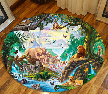 3D Forest Animals 72259 Round Non Slip Rug Mat
