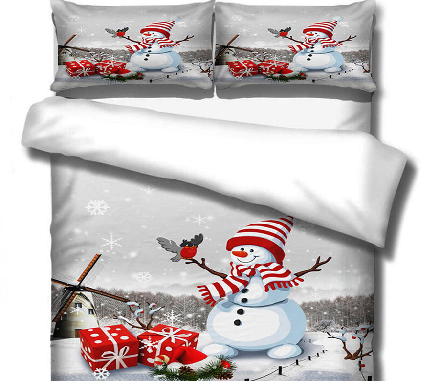 3D Snowman 46049 Christmas Quilt Duvet Cover Xmas Bed Pillowcases