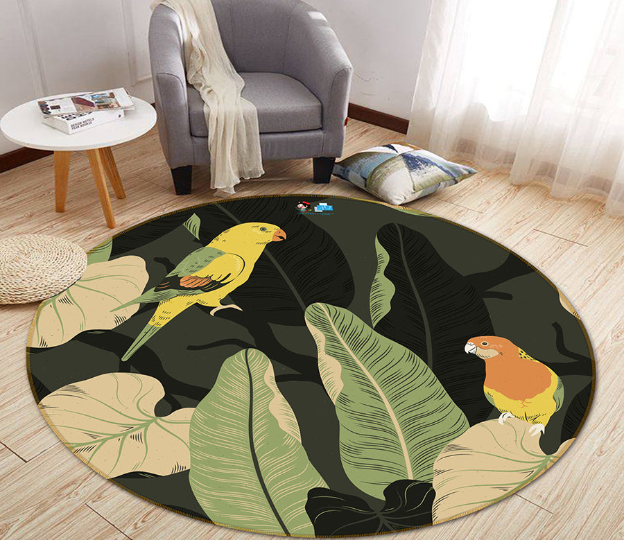 3D Leaf Parrot 64081 Round Non Slip Rug Mat