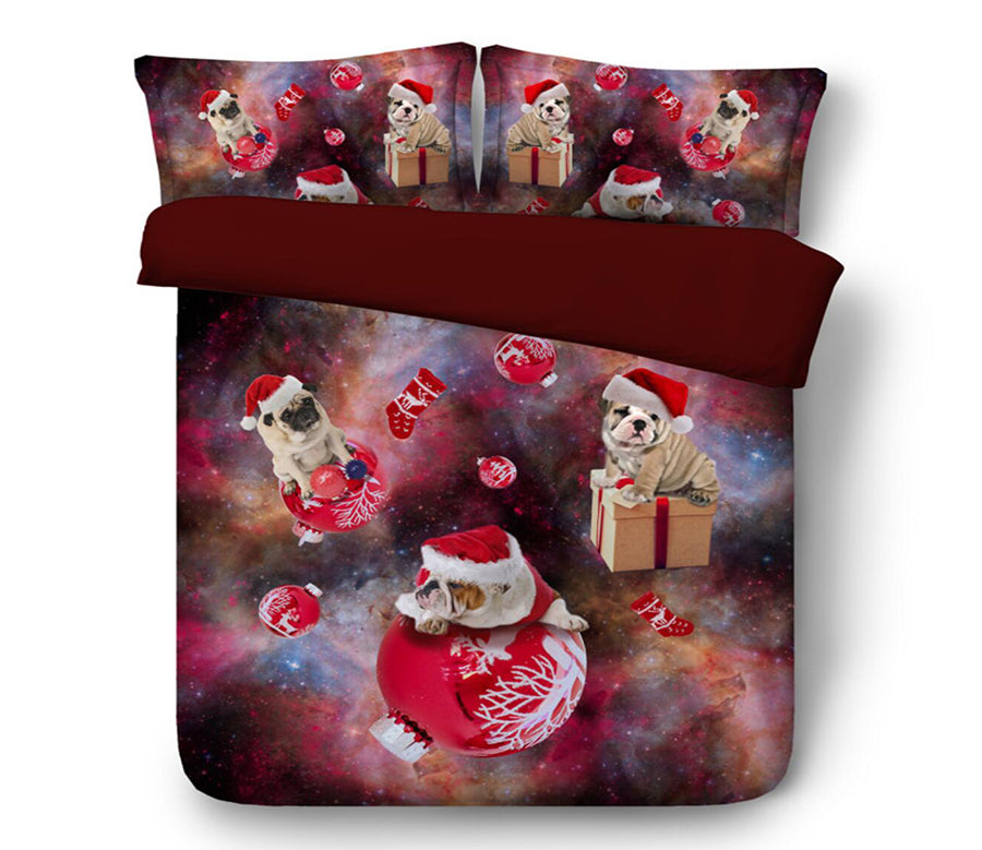 3D Dog Christmas Costume 46090 Christmas Quilt Duvet Cover Xmas Bed Pillowcases