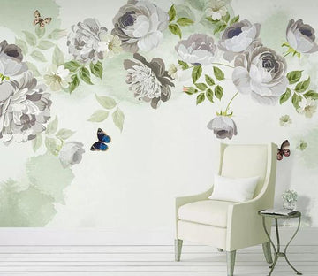 3D White Flowers 023 Wall Murals Wallpaper AJ Wallpaper 2 