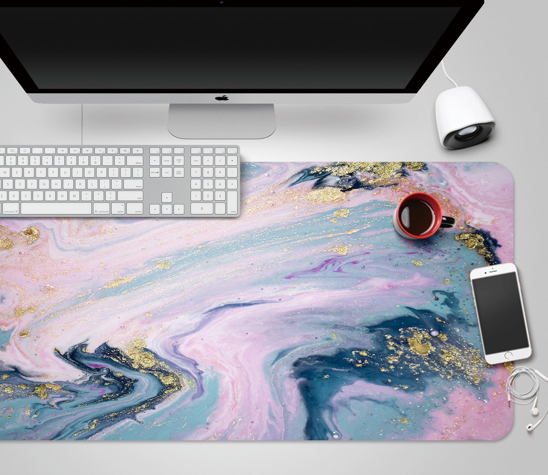 3D Pink Blue Pattern 18035 Desk Mat