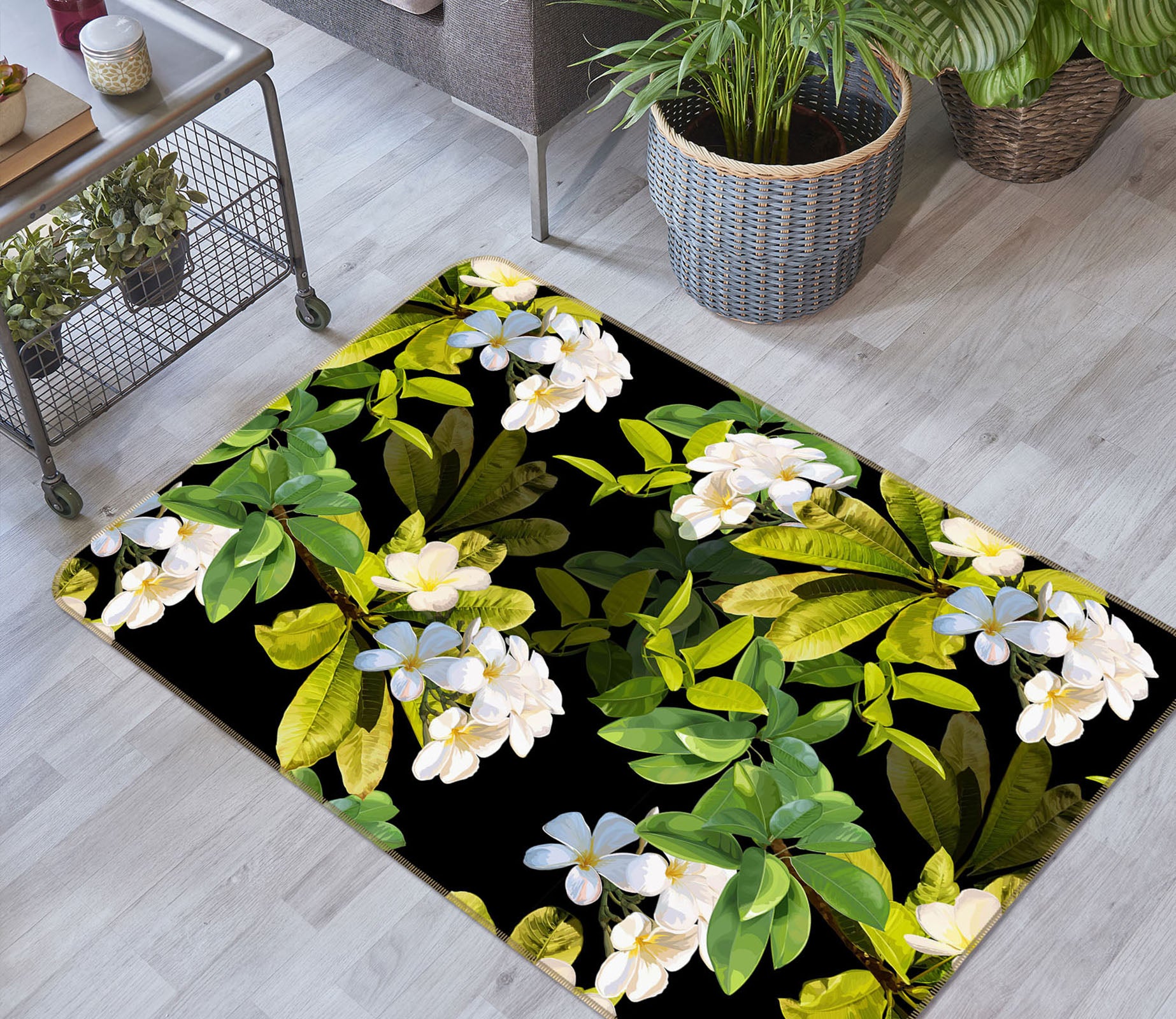 3D Leaves Flower 31029 Non Slip Rug Mat