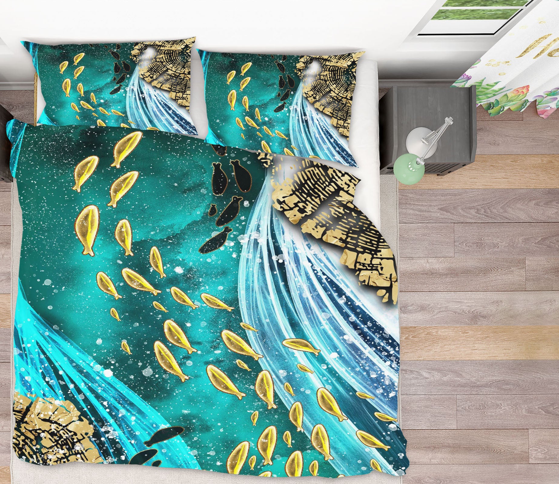 3D Golden Fish 16043 Bed Pillowcases Quilt