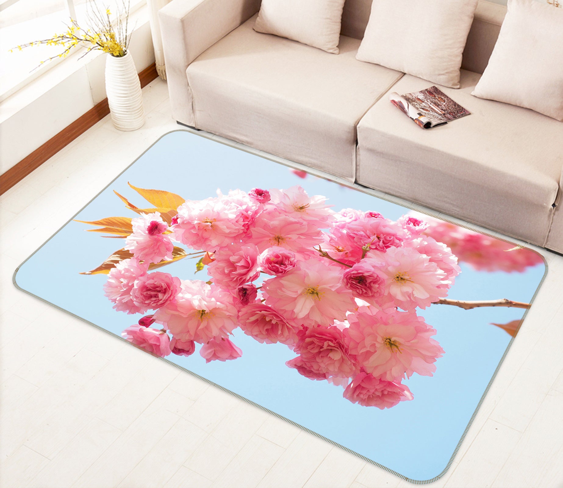 3D Cherry Blossoms 76274 Non Slip Rug Mat