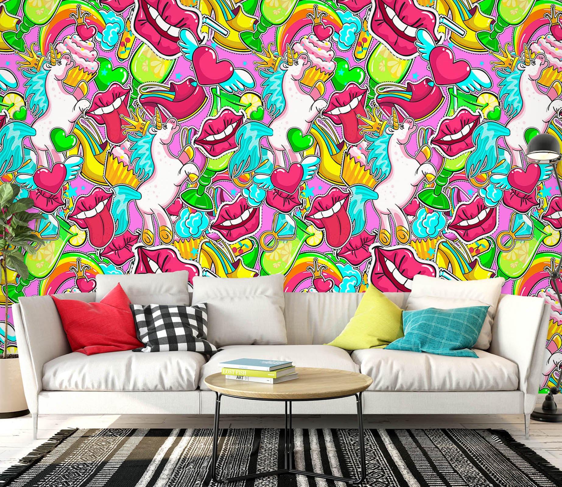 3D Unicorn Dessert Lips 58017 Wall Murals