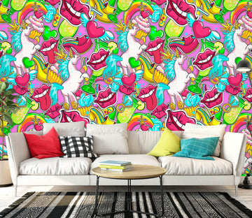 3D Unicorn Dessert Lips 58017 Wall Murals
