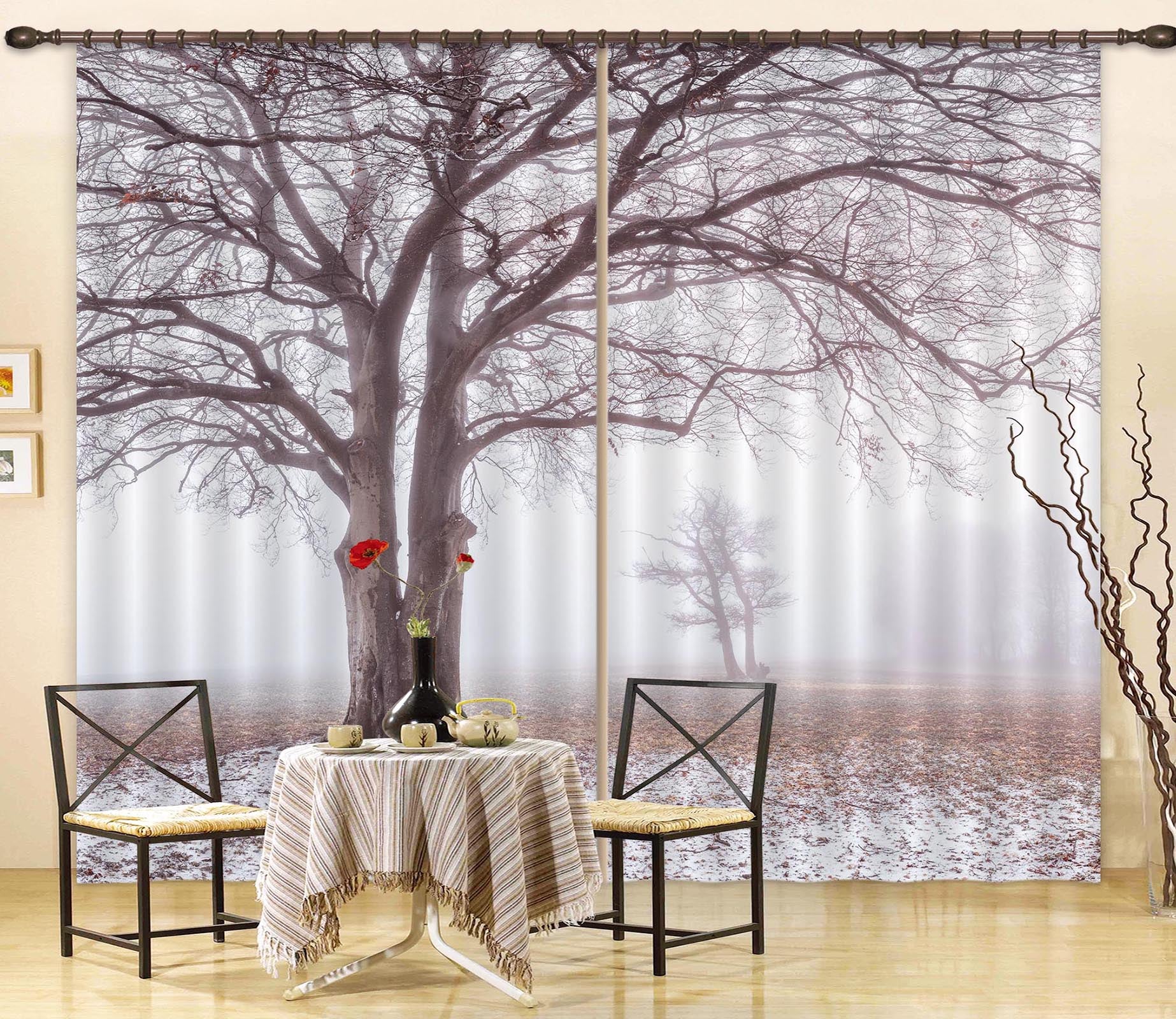 3D Hazy Forest 6368 Assaf Frank Curtain Curtains Drapes