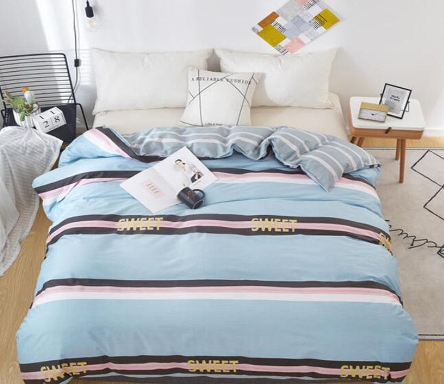 3D Blue Brown Stitching 3037 Bed Pillowcases Quilt