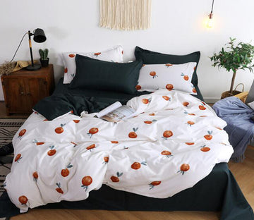 3D White Background Orange 12032 Bed Pillowcases Quilt
