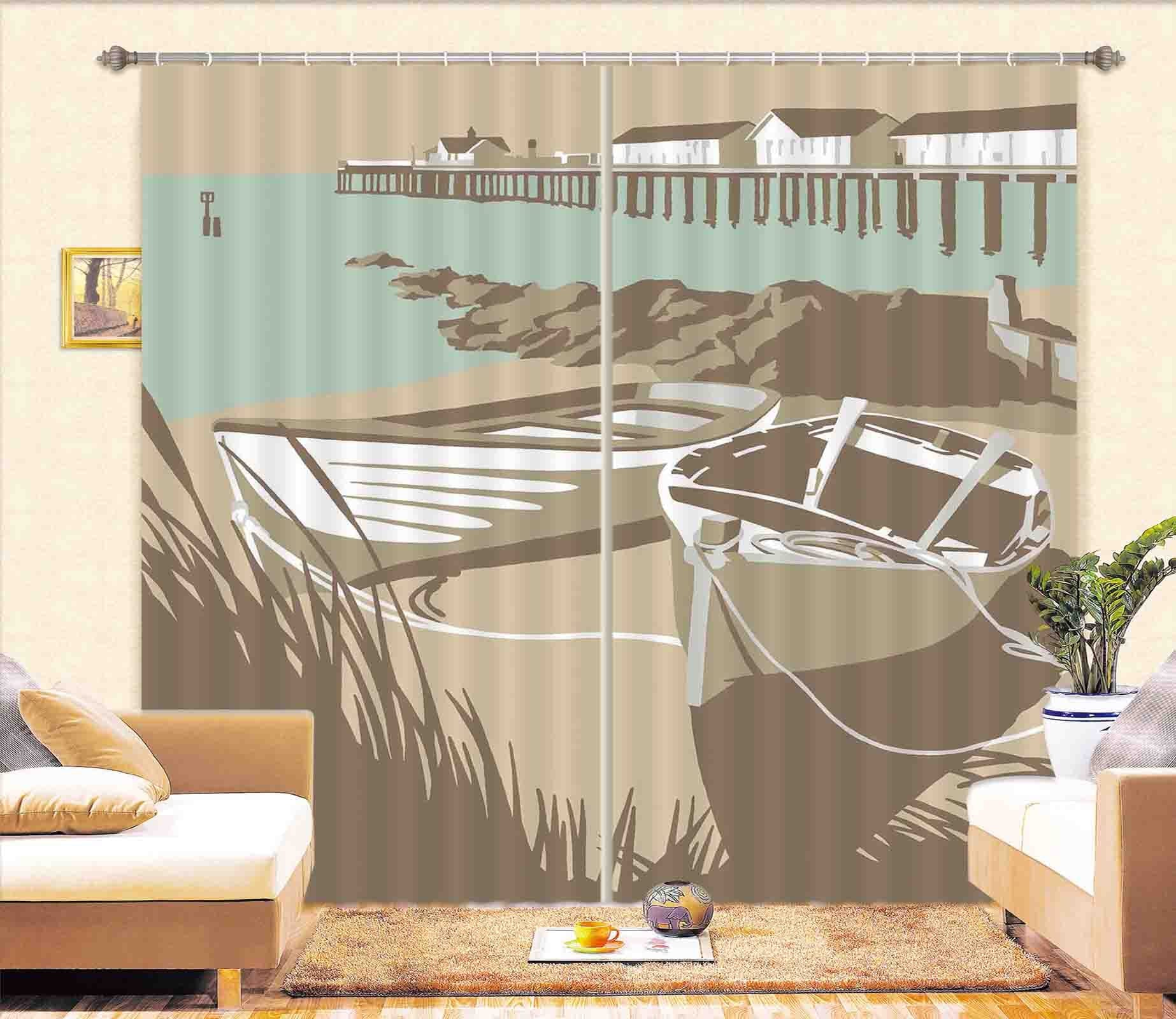 3D Southwold Boats Pier 149 Steve Read Curtain Curtains Drapes Curtains AJ Creativity Home 