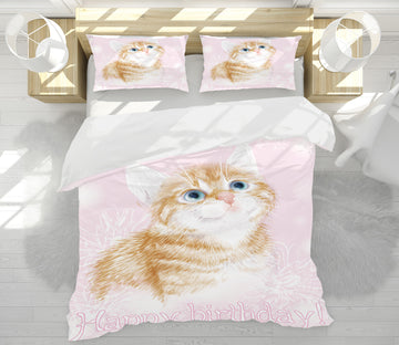 3D Little Orange Cat 15042 Bed Pillowcases Quilt