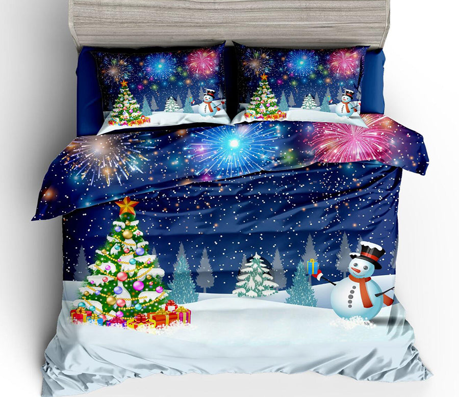 3D Christmas Tree Snowman 46068 Christmas Quilt Duvet Cover Xmas Bed Pillowcases