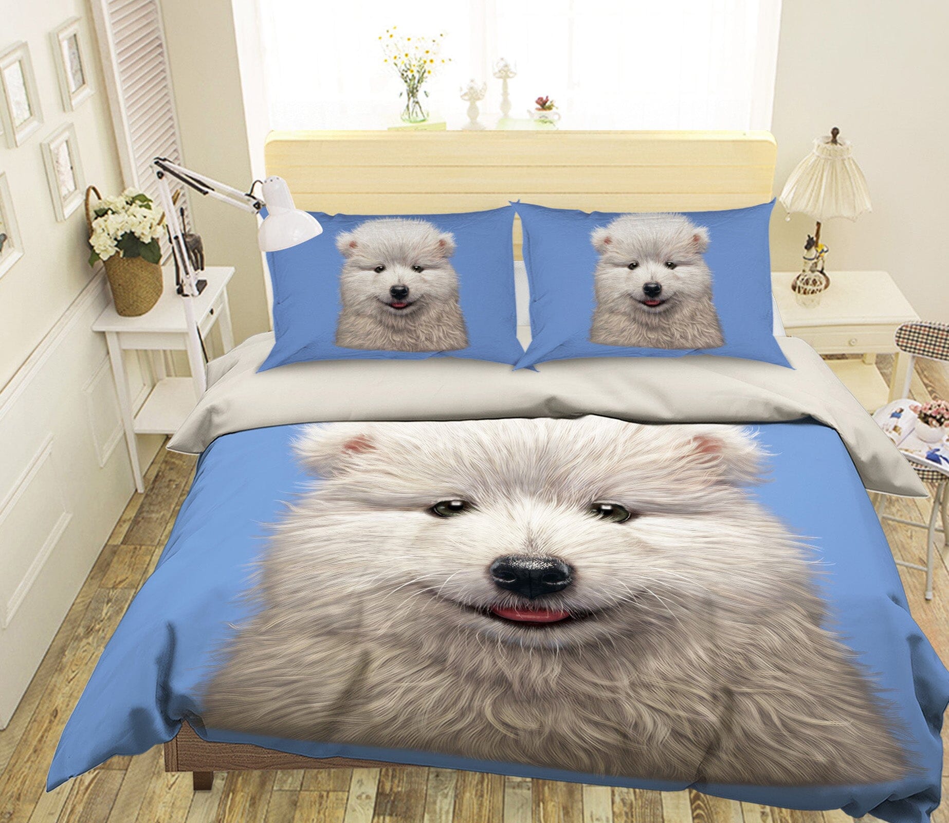 3D Samoyed Puppy 074 Bed Pillowcases Quilt Exclusive Designer Vincent Quiet Covers AJ Creativity Home 