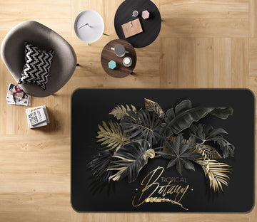 3D Black Gold Leaves 77199 Non Slip Rug Mat