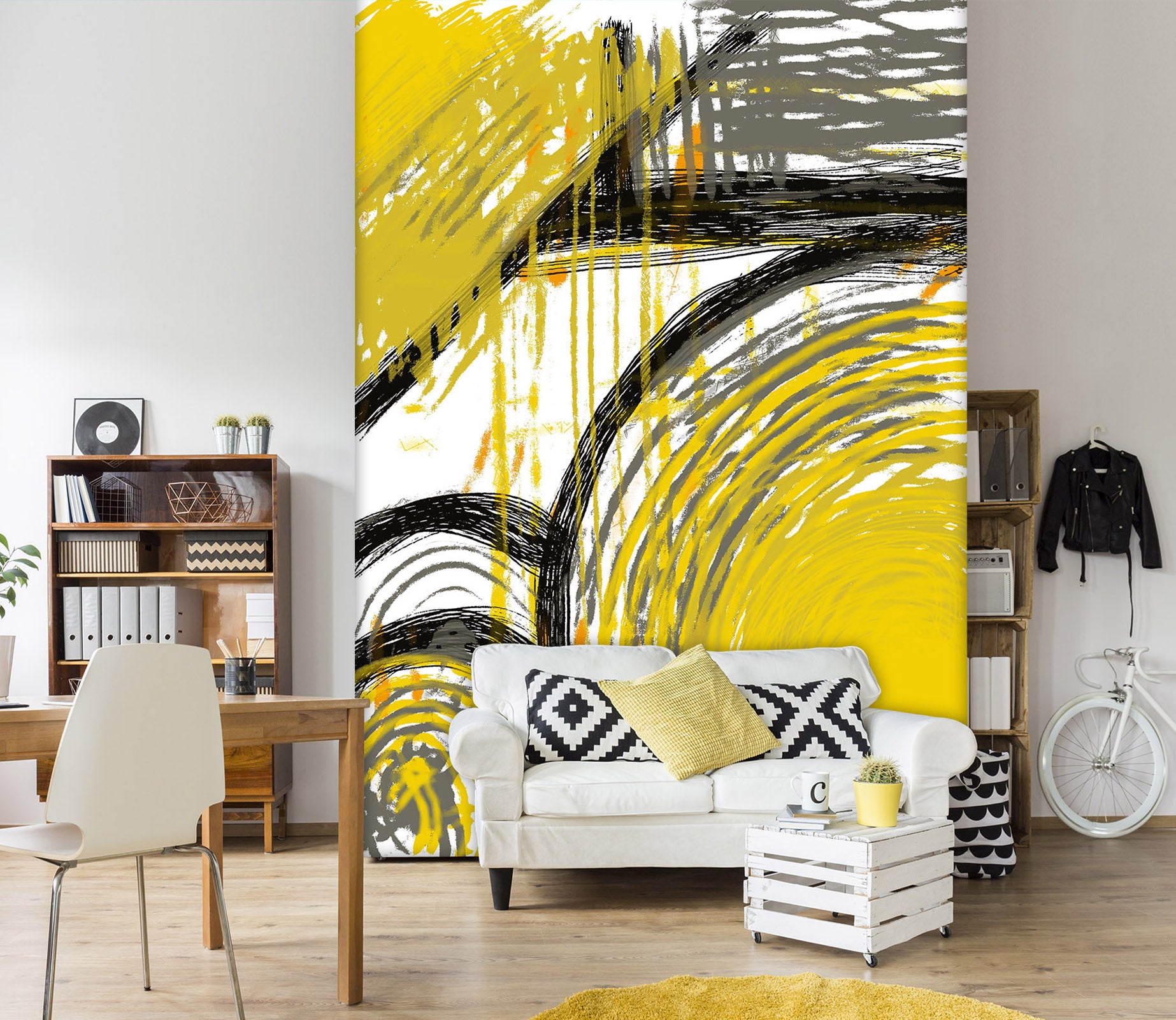 3D Yellow Watercolor 1282 Jacqueline Reynoso Wall Mural Wall Murals