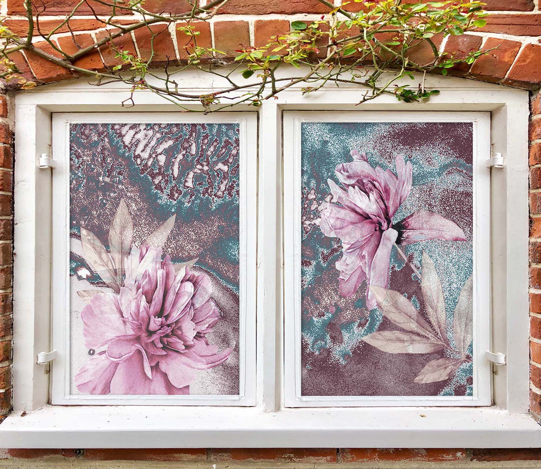 3D Pink Peony 427 Window Film Print Sticker Cling Stained Glass UV Block