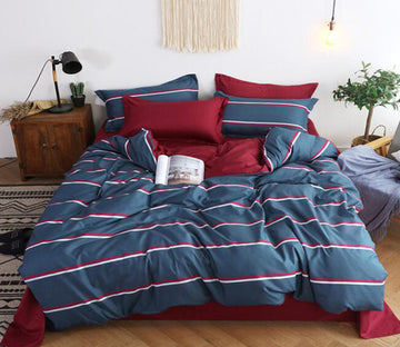3D Blue And Red Bars 13042 Bed Pillowcases Quilt