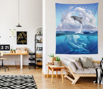 3D Sea Dolphin Cloud 111148 Jerry LoFaro Tapestry Hanging Cloth Hang