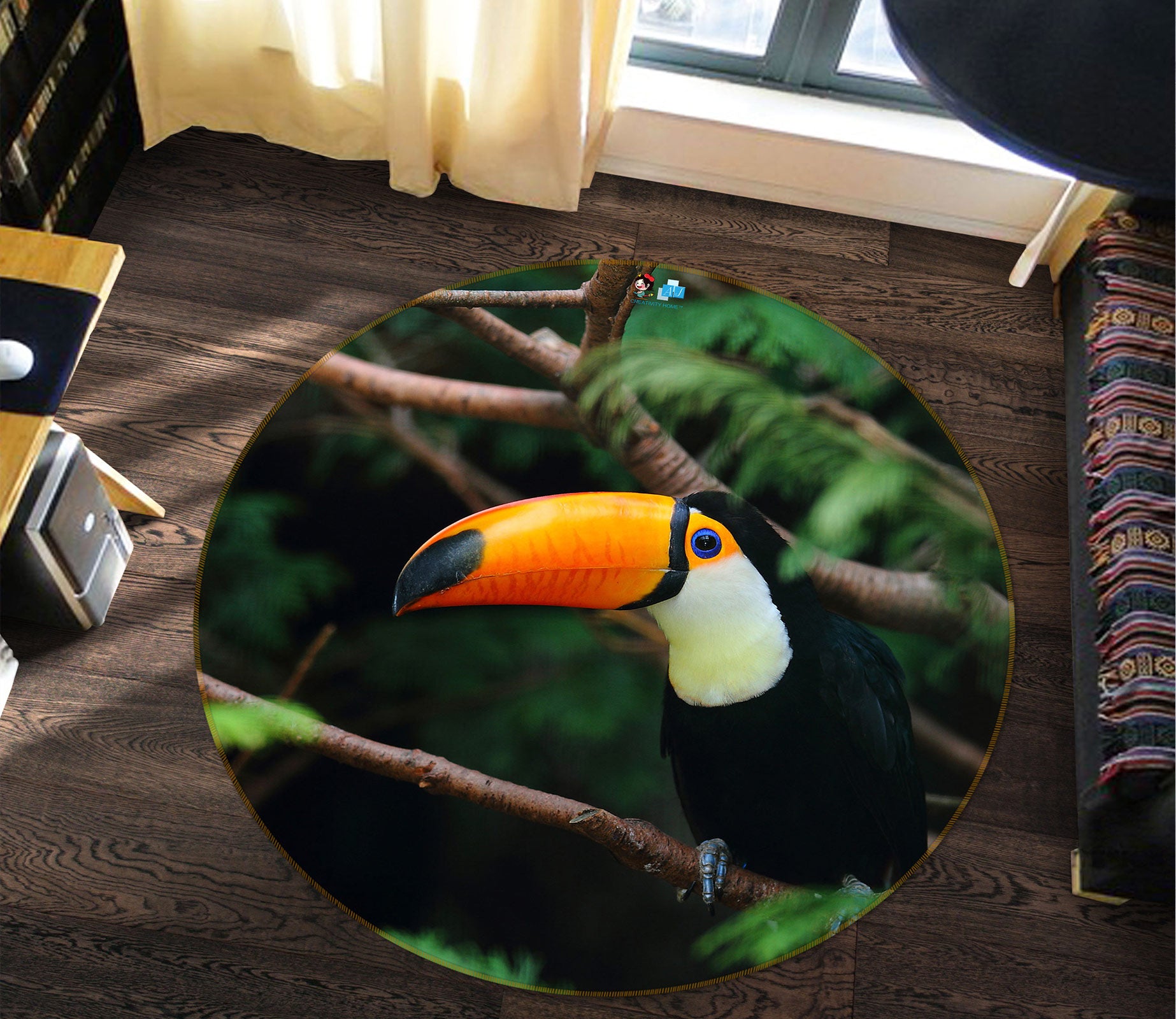 3D Stork Branch 81229 Round Non Slip Rug Mat