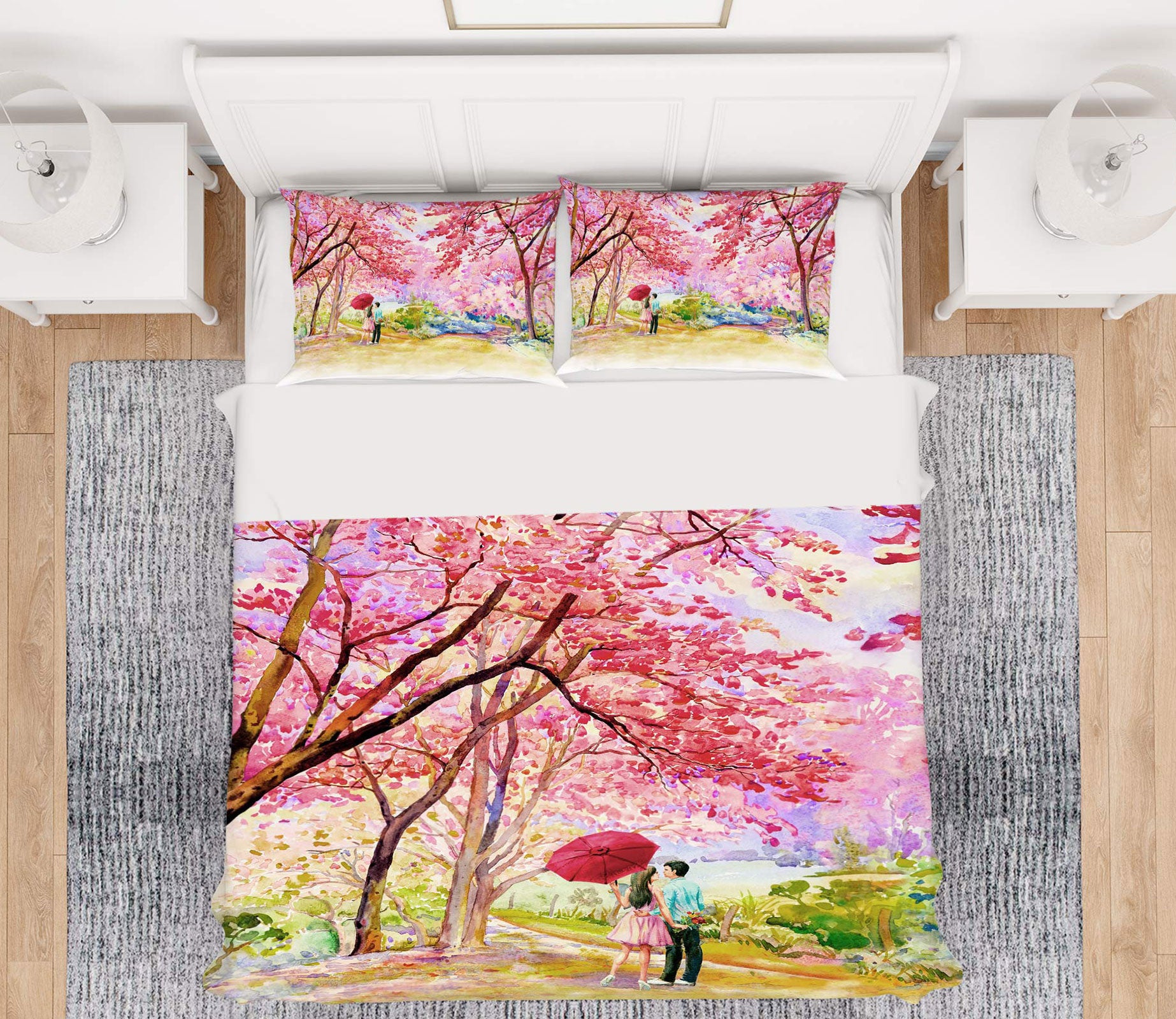 3D Pink Tree 13012 Bed Pillowcases Quilt