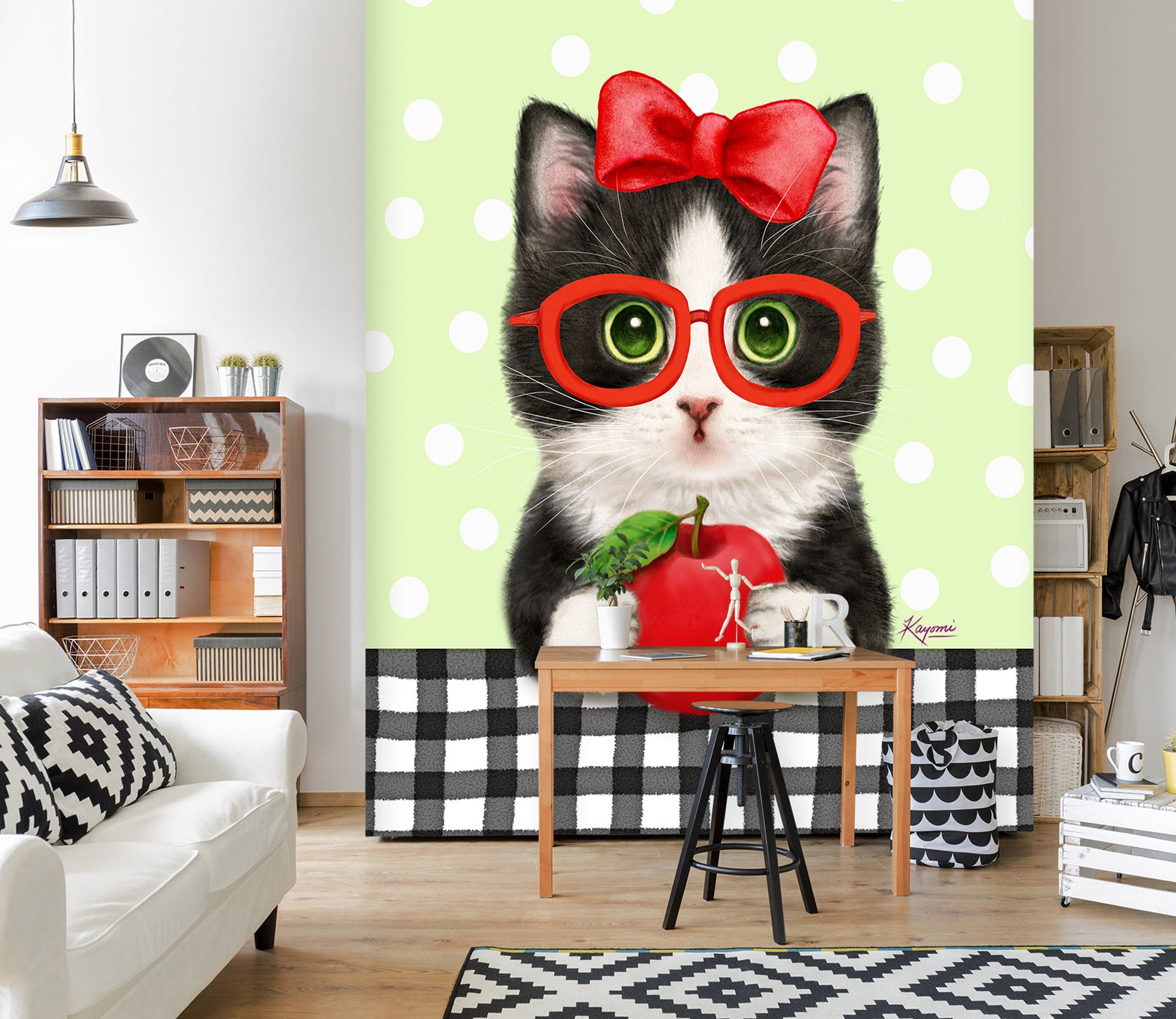 3D Apple Cat 5498 Kayomi Harai Wall Mural Wall Murals