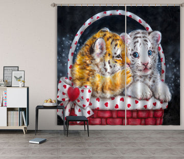 3D Tiger Lion Baby 9079 Kayomi Harai Curtain Curtains Drapes