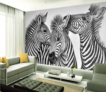 3D Three Zebras 2005 Wall Murals Wallpaper AJ Wallpaper 2 