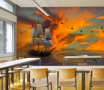 3D Sunset Boat 174 Wall Murals Wallpaper AJ Wallpaper 2 