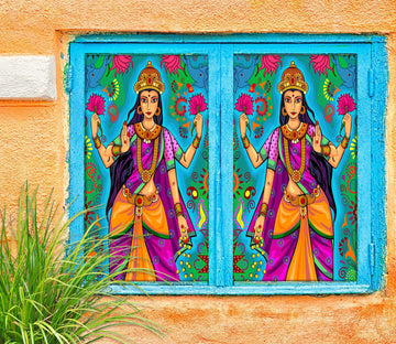 3D Indian Woman 166 Window Film Print Sticker Cling Stained Glass UV Block