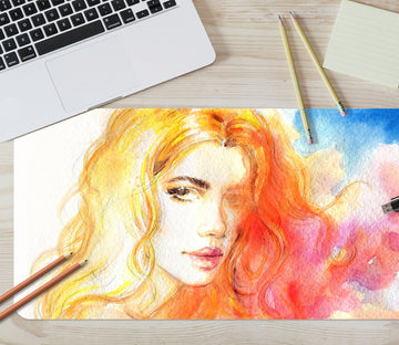 3D Yellow Hair Female 17159 Desk Mat