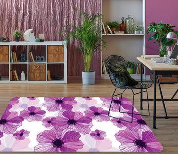 3D Purple Flowers 34232 Non Slip Rug Mat