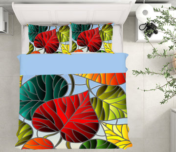 3D Colored Leaves 14049 Bed Pillowcases Quilt