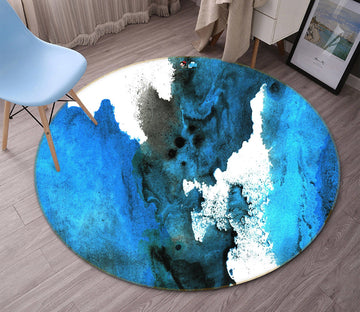 3D Blue And White Graffiti 53 Round Non Slip Rug Mat Mat AJ Creativity Home 