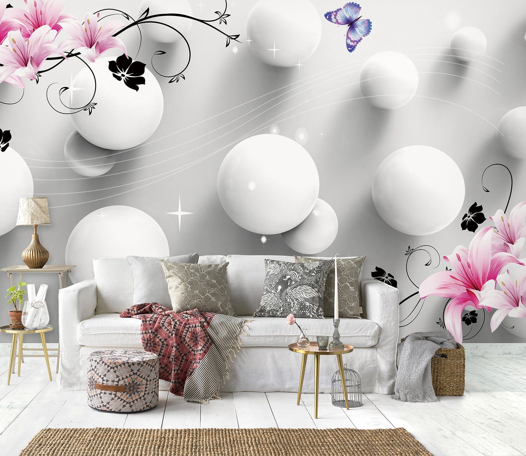 3D White Sphere 1412 Wall Murals Wallpaper AJ Wallpaper 2 
