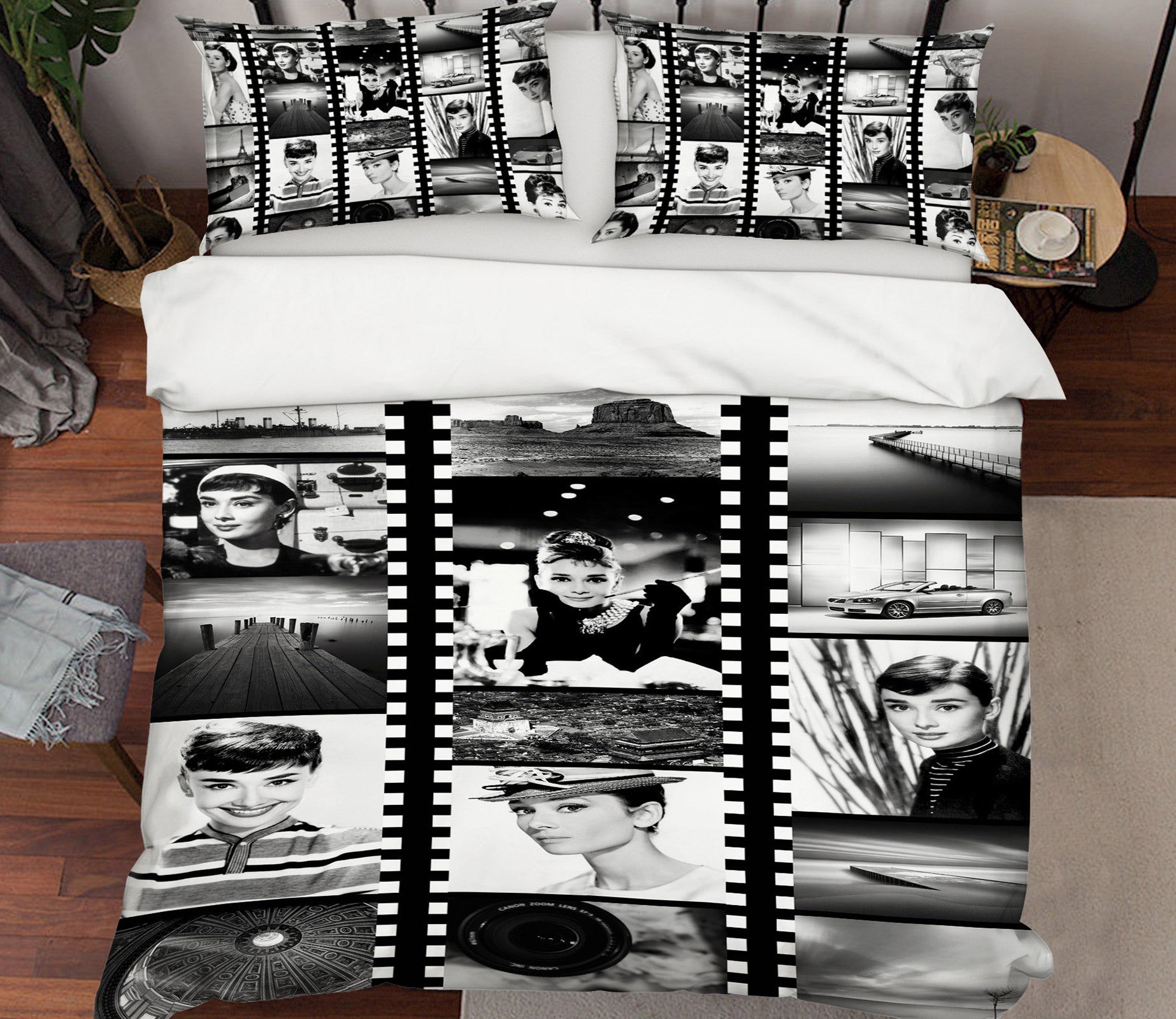 3D Black White Glue 12022 Bed Pillowcases Quilt