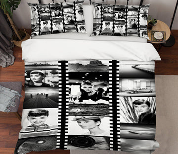 3D Black White Glue 12022 Bed Pillowcases Quilt