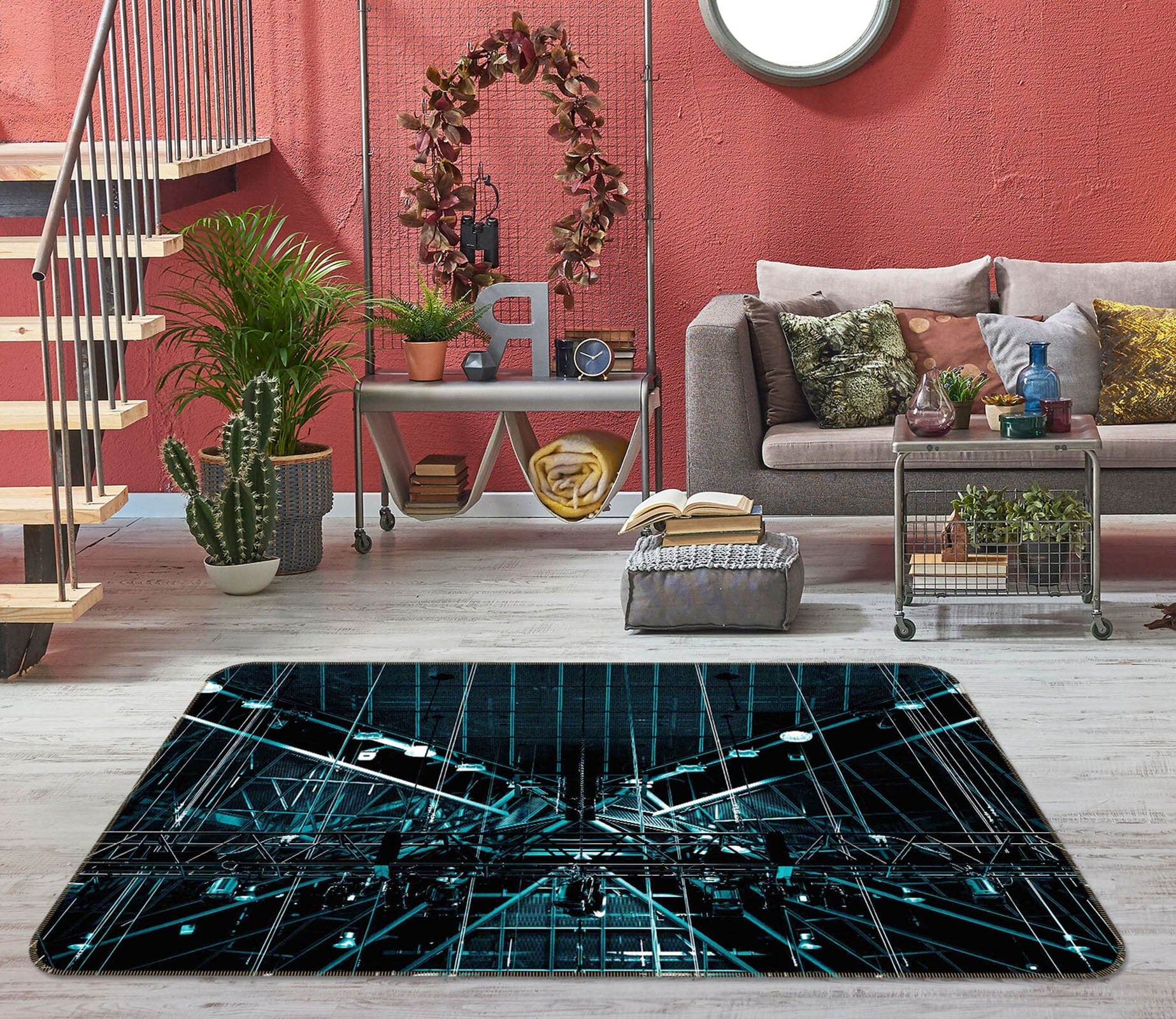 3D Steel Fence 1009 Noirblanc777 Rug Non Slip Rug Mat Mat AJ Creativity Home 