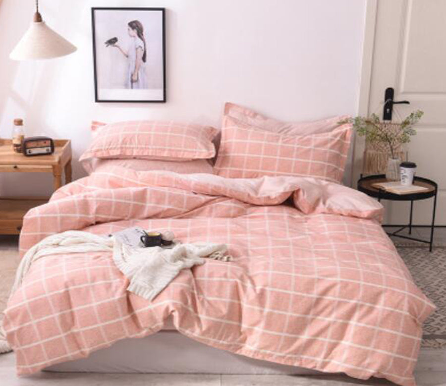 3D Pink Plaid 30184 Bed Pillowcases Quilt