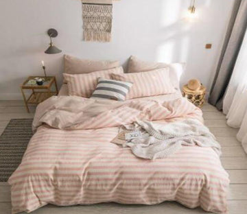 3D Pink Horizontal Stripes 16047 Bed Pillowcases Quilt