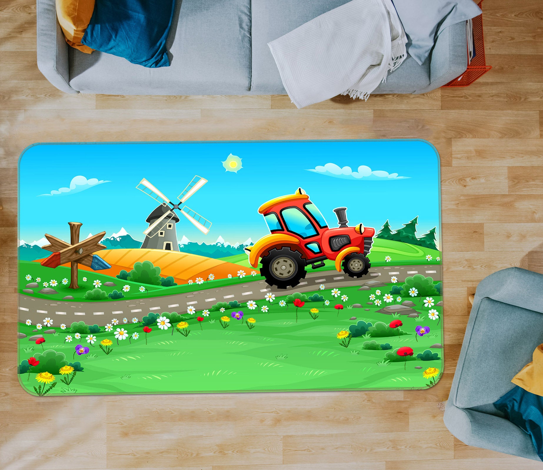 3D Car Windmill 36139 Non Slip Rug Mat