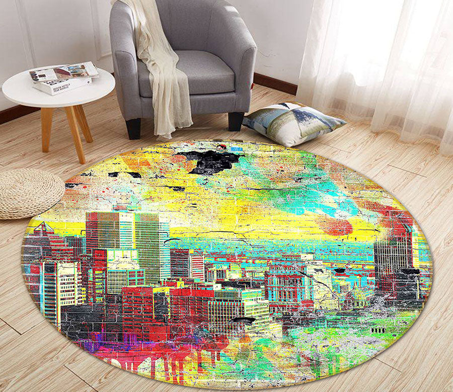 3D Building 66164 Round Non Slip Rug Mat