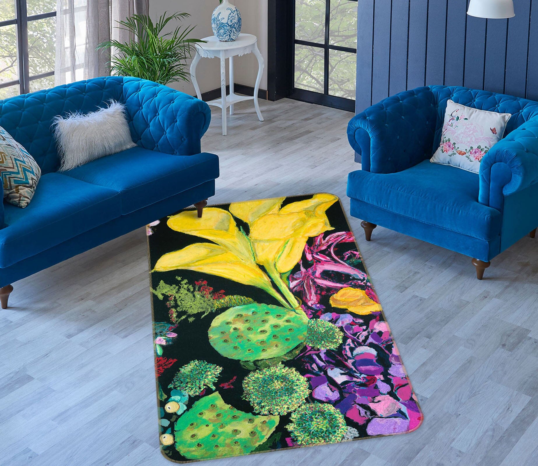 3D Yellow Flowers 3043 Allan P. Friedlander Rug Non Slip Rug Mat Mat AJ Creativity Home 