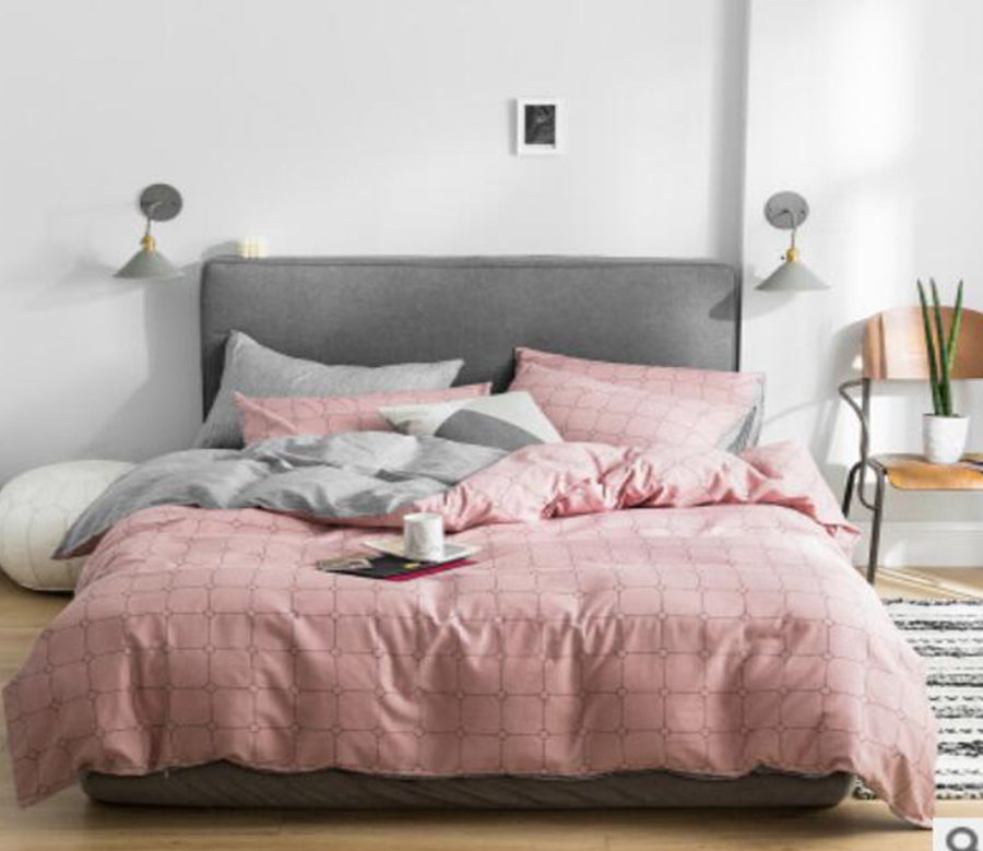 3D Pink Plaid 17133 Bed Pillowcases Quilt