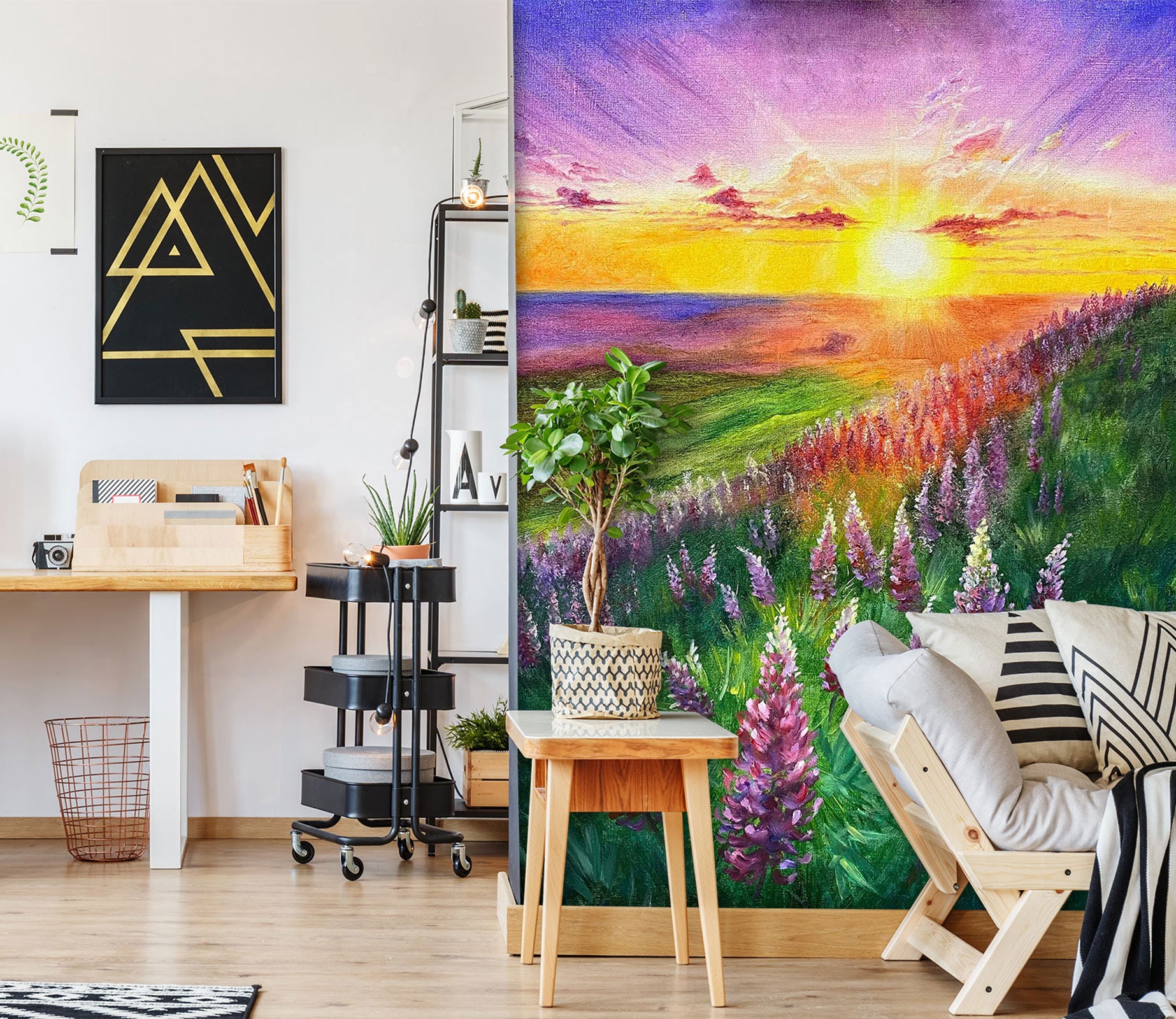 3D Hillside Meadow Flowers Sunshine 9831 Marina Zotova Wall Mural Wall Murals