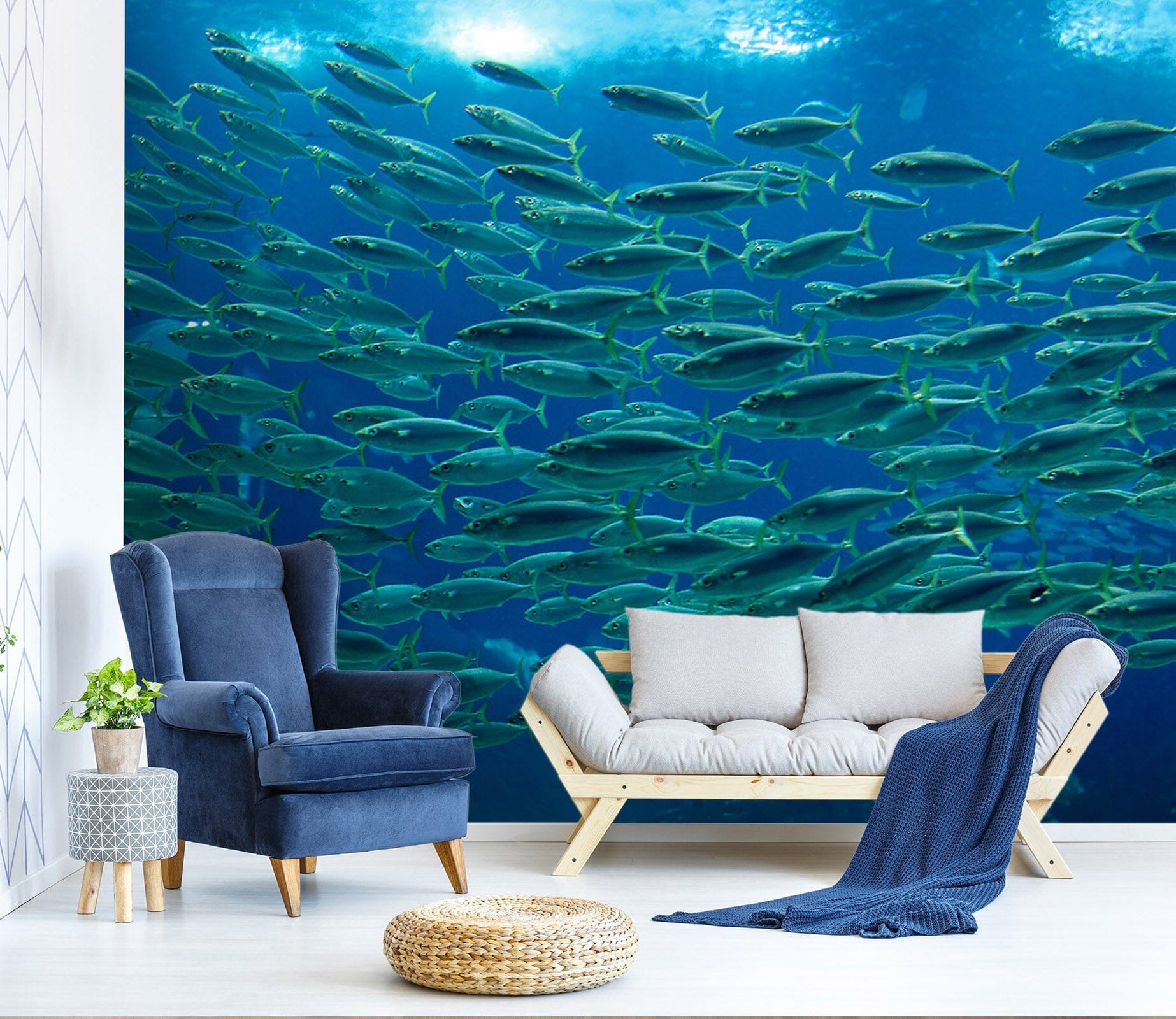 3D School Of Fish 192 Wall Murals Wallpaper AJ Wallpaper 2 