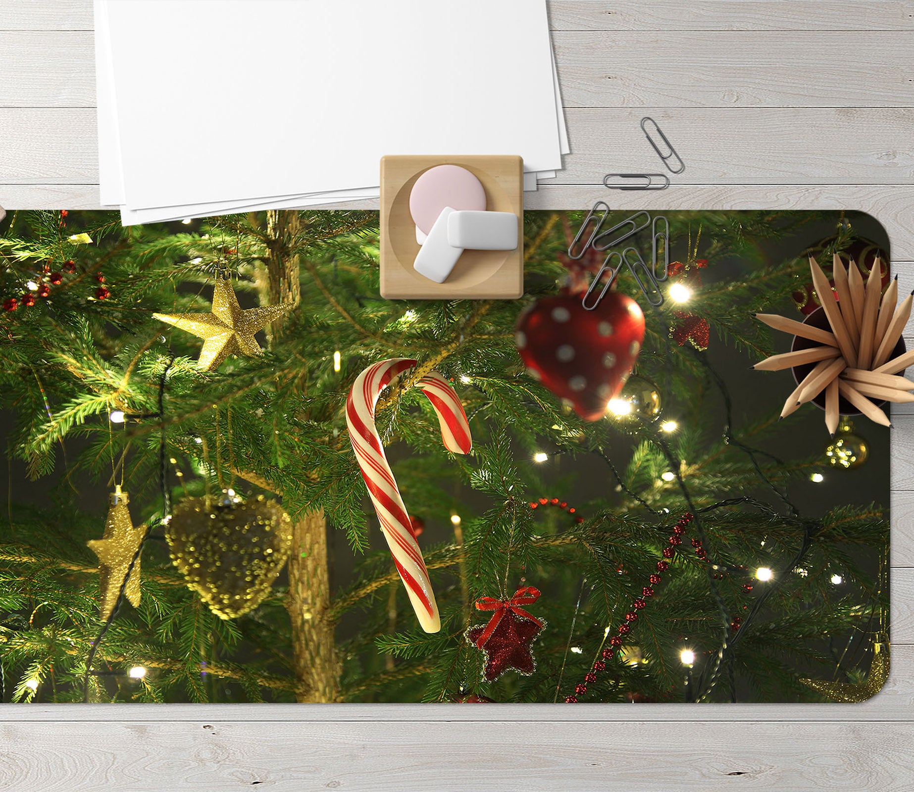 3D Tree Candy Cane 51170 Christmas Desk Mat Xmas