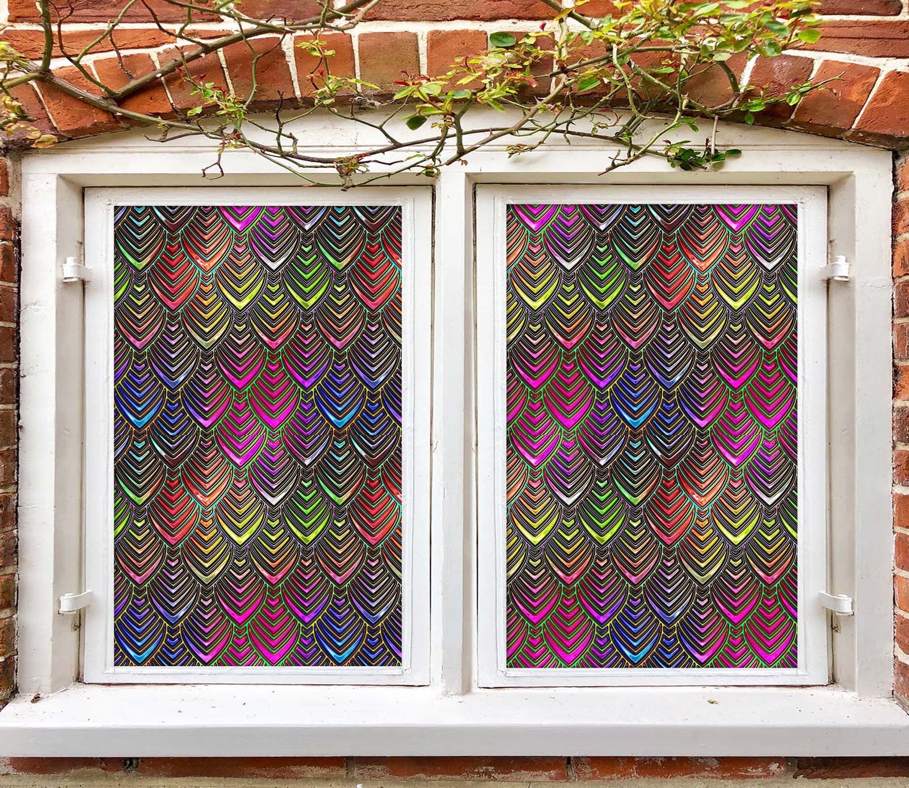 3D Color Rhombus 090 Window Film Print Sticker Cling Stained Glass UV Block